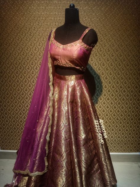 Banarasi Crop Top Lehenga, Brocade Silk Lehenga, Banarsi Lahenga Design, Banarsi Skirt And Top, Brocade Lehenga Blouse Designs, Banarasi Skirt And Top, Silk Crop Top And Skirt Indian, Brocade Lehenga Designs, Brocade Lehenga Banarasi