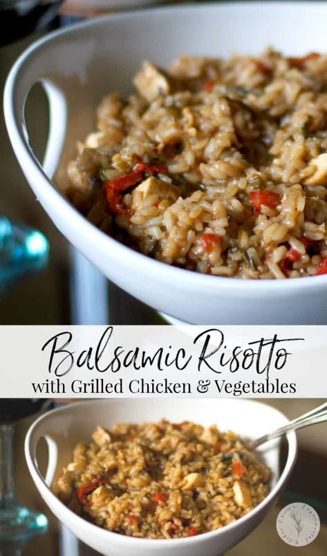 Balsamic Chicken And Rice Recipes, Balsamic Risotto, Risotto With Chicken, Appetizing Food, Ww Dinner, Dinner Board, Fodmap Foods, Chicken Risotto, Chicken Fresh