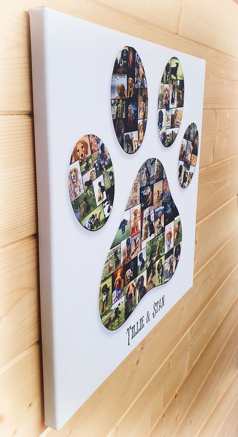 Pet Paw Photo Collage Print, Dog Paw Print Photo Canvas, Cat Photo Collage Print, Pet Bereavement Gift, Pet Lover, Custom Dog Canvas Print Custom Gifts For Boyfriend, Collages Ideas, Dog Collage, Collage Gifts, Pet Bereavement Gifts, Photo Collage Ideas, Collage Idea, Photo Collage Frame, Photo Collage Prints