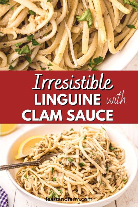 This is the easiest pantry staple linguine with clams ever! This is a white sauce and I can whip it up without cleaning any clam shells. My kids like the mild flavor of the clams and they are super nutritious too! White Sauce Casserole Recipes, Best Linguini With Clam Sauce, Creamy Clam Sauce Linguine, Linguine And Clams White, Clam Linguini White Sauce, Linguine With Canned Clams, Linguini And Clam Sauce, White Clam Sauce Recipe Canned, Linguine With White Clam Sauce Canned Clams