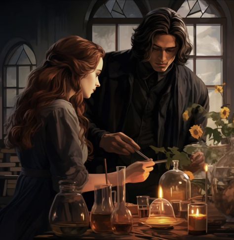 Let The Dark In Dramione, Severus And Hermione, Snape X Y/n, Snape Hermione, Red Snakes, Severus Snape Hermione Granger, Hermione Fan Art, Snape And Hermione, Snape And Lily