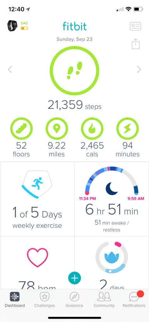 Screenshot of my Fitbit app. Best Workout Apps, Gym App, Health Apps, Fitbit App, Daily Progress, Diet Apps, Step Counter, Daily Mantra, Fitness Apps