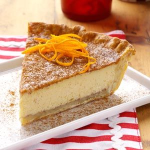 Orange Natilla Custard Pie Recipe from Taste of Home Amy Freeze, Lemon Custard Pie, Sour Cream Raisin Pie, Orange Custard, Raisin Pie, Custard Pie Recipe, Cuban Restaurant, Custard Desserts, Lemon Custard