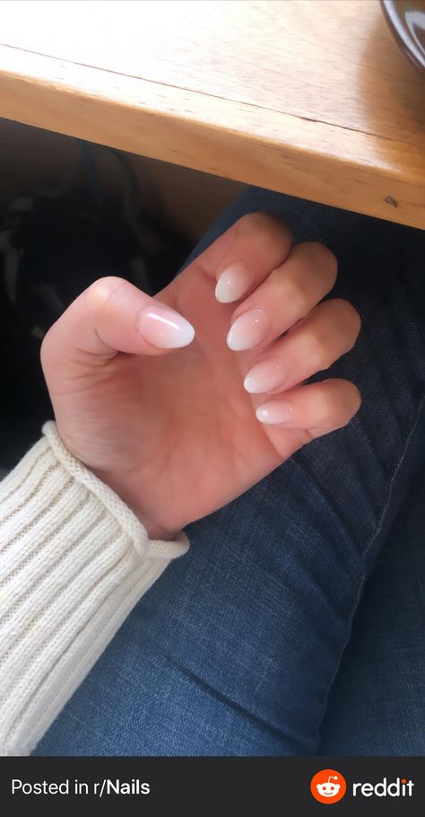 Neutral Pink Ombre Nails, Ombre Neutral Nails Almond, Biab Gel Nails Ombre, Pink And White Dip Powder Nails Almond, Cute Short Ombre Nails, First Time Nails Ideas, Nail Ideas Ambre, Neutral To White Ombre Nails, Light Colored Short Nails