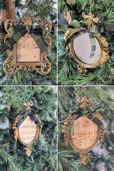 If you love the vintage Christmas aesthetic, you’ll love these easy vintage style DIY Christmas ornaments! These tiny frame Christmas ornament decorations are a cheap and easy DIY Christmas decoration and Christmas craft idea that add a vintage aesthetic to your Christmas tree. Click through for these easy DIY Christmas décor idea and a cute vintage holiday home décor idea. Victorian Ornaments Diy, Vintage Christmas Aesthetic, Tiny Frames, Glass Ornaments Diy, Christmas Ornament Decorations, Christmas Ornaments Vintage, Mercury Glass Diy, Glitter Ornaments Diy, Dollar Tree Christmas Decor