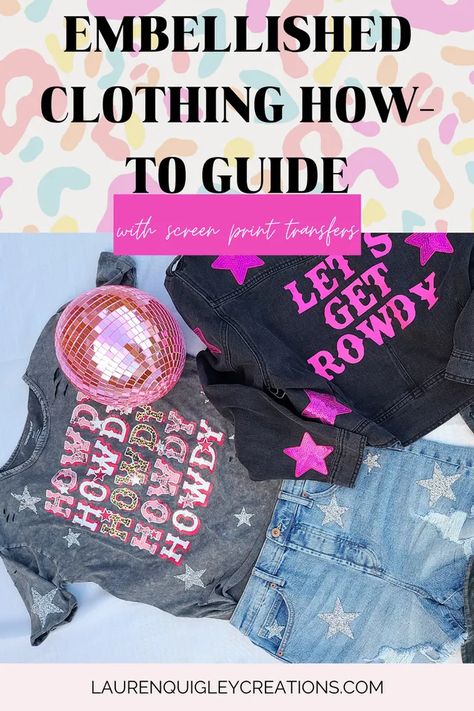 My Birthday Suit- Creating Embellished Clothing with Screen Print Transfers and Rhinestone Patches Rhinestone Patches, Rhinestone Shirts, Embellished Clothing, Screen Print Transfers, Birthday Suit, Cricut Maker, Silk Screen, My Birthday, Birthday Outfit