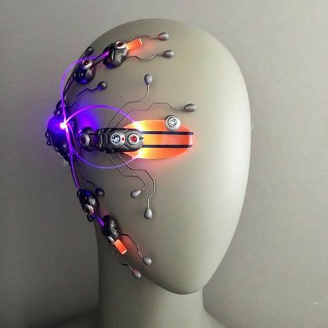 Led Unit, Armadura Cosplay, Cyberpunk Clothes, New Technology Gadgets, Arte Robot, Fibre Optics, Cyberpunk Fashion, Halloween Mask, Metal Headbands