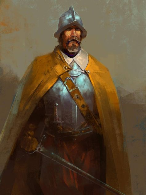 The Spanish explorer from the age of exploration Age Of Exploration, Warhammer Fantasy Roleplay, Historical Warriors, Spanish Conquistador, Historical Illustration, Historical Armor, Knight Art, Medieval Armor, Fantasy Armor