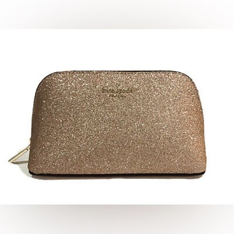 Kate Spade K4709 Shimmy Glitter Small Cosmetic Case Makeup Pouch Rose Gold Kate Spade Glitter Purse, Glitter Purse, New Makeup, Makeup Pouch, Cosmetic Case, Kate Spade Handbags, Michael Kors Jet Set, Makeup Bag, Kate Spade