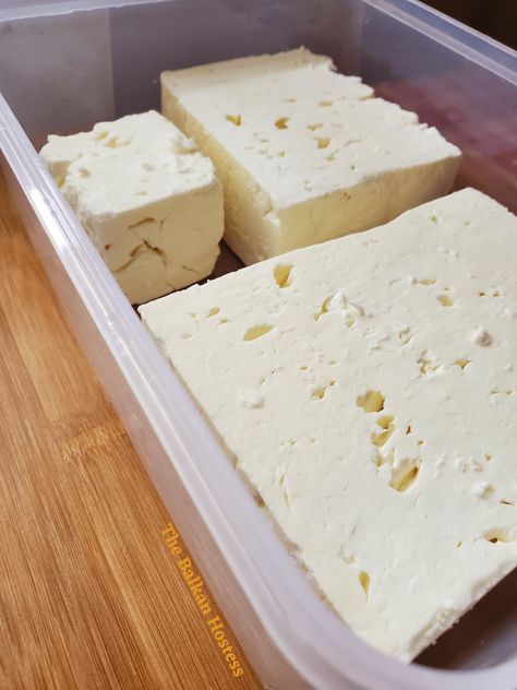 Properly Storing Feta Cheese - The Balkan Hostess Brine For Feta Cheese, How To Make Brine, Feta Cheese Recipes, Deli Counter, Cheese Making, At The Store, How To Make Cheese, Kitchen Tips, In The Car