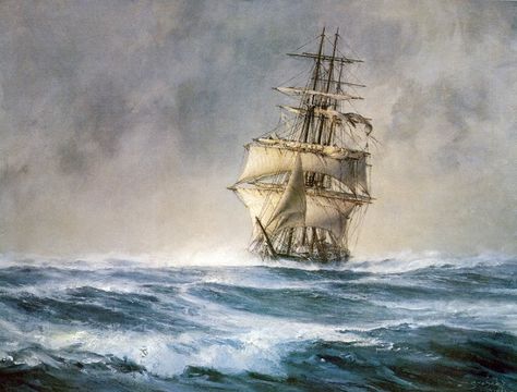 John Stobart – Scrimshaw Galéria Tall Ships Art Stormy Sea, Tall Ships Art, Battleship North Carolina, Ocean Storm, Navi A Vela, Victorian Pictures, Age Of Sail, Stormy Seas, Ship Of The Line