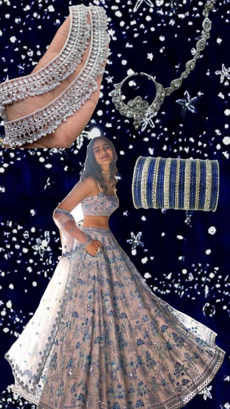 Blue and white lehenga #blueaesthetic #whiteaesthetic #blueandwhite #fashionboard #outfitinspo Blue White Lehenga, Blue And White Lehenga, Blue Lengha, Off Shoulder Lehenga, Cousin Wedding, Indian Fits, White Lehenga, Blue Tuxedos, Blue Lehenga