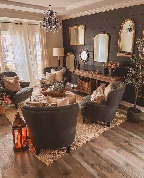 All The Ideas and Tips You'll Ever Need For The Perfect Farmhouse Style Home - Decoholic Farmhouse Interior, Farmhouse Decor Living Room, Design Living Room, A Living Room, Front Room, Cozy Living Rooms, My New Room, Home Decor Tips, Living Room Inspiration