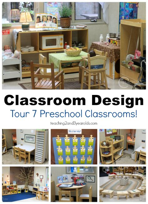 How to set up a preschool classroom: Come join our virtual tour of 7 different early childhood settings! Each one has it's own special touches that create a comfortable learning environment. Classroom Design Ideas, Preschool Classroom Layout, Preschool Set Up, Preschool Classroom Setup, Preschool Organization, Preschool Classrooms, Early Learning Environments, Classroom Arrangement, Reggio Classroom