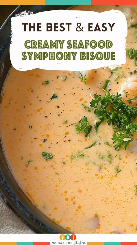 Creamy Seafood Symphony Bisque Creamy Seafood Symphony Bisque, Seafood Broth Uses, Seafood Broth Recipe, Seafood Newburg, Crab And Shrimp Seafood Bisque, Bisque Recipes, Crab Bisque Recipe, Seafood Bisque Recipe, Seafood Soups