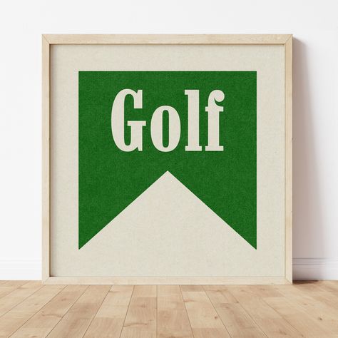 Square Typography, Banner Typography, Golf Banner, Golf Studio, Wall Art For Men, Green Banner, Golf Wall Art, Golf Poster, Golf Decor