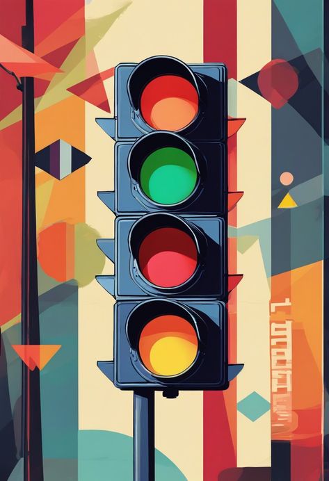 Traffic Light Reimagined Check more at https://paintlyx.com/traffic-light-reimagined/ How To Draw A Traffic Light, Traffic Light Man Art, Traffic Light Drawing, Traffic Light Character, Traffic Light Painting, Traffic Light Illustration, Red Traffic Light, Traffic Light, Graphic Design Poster