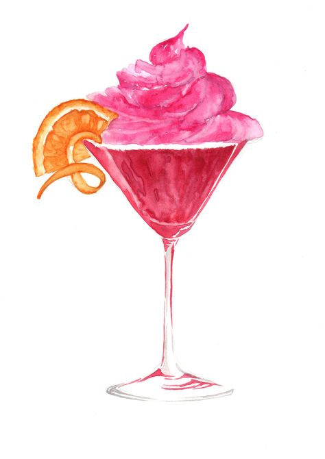 Cosmopolitan Cocktail Cupcake Watercolour. http://www.claireelizabethartwork.com/ Cocktail Cupcakes, Cosmopolitan Cocktail, Cocktail Illustration, Girl Cases, Pink Cocktails, Collage Scrapbook, Cocktail Art, Illustrator Artist, Pink Drinks