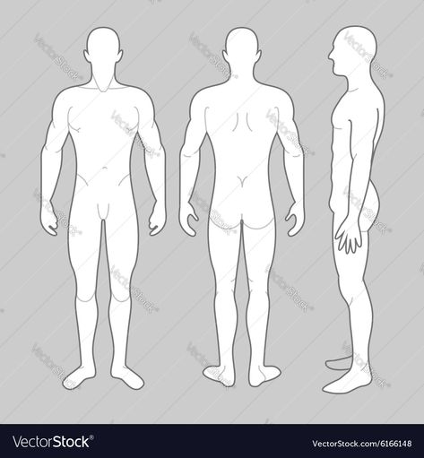 Men Side Profile Drawing Reference, Male Body Drawing, Side View Drawing, Character Outline, Back Drawing, Male Figure Drawing, Body Outline, Illustration Human, Profile Drawing