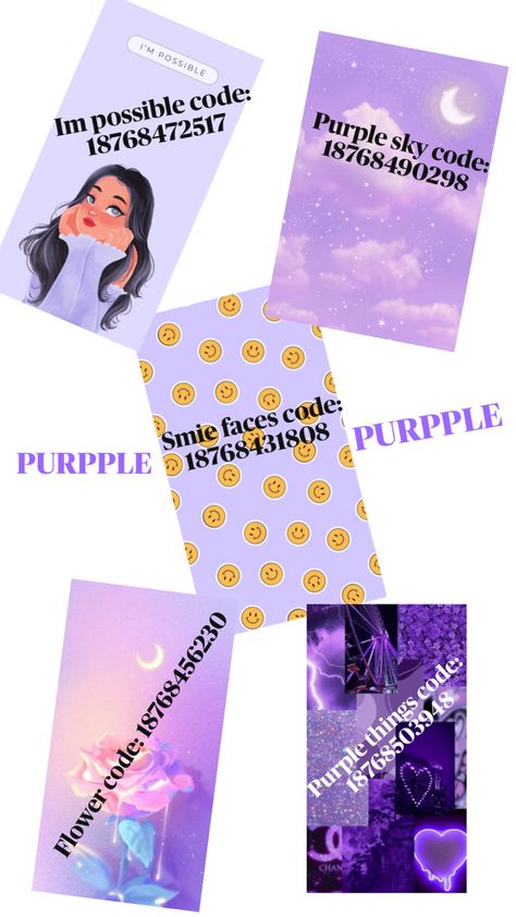 Purple decal’s codes for bloxburg Purple Decal Codes, Decal Codes For Bloxburg, Decals For Bloxburg, Codes For Bloxburg, Bloxburg Decals Codes Aesthetic, Decals Codes, Bloxburg Decals Codes, Bloxburg Decals, Decal Codes