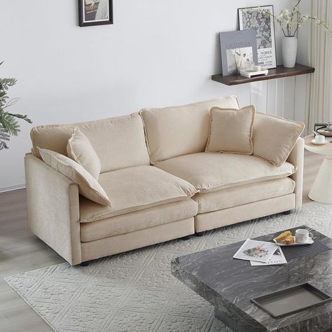 Amazon.com: KIVENJAJA Chenille Loveseat Sofa, Oversized 2-Seater Small Cloud Couch, Modern Comfy Deep Seat Love Seat with 4 Pillows for Living Room Bedroom Office Apartment, 76.7”W, Green : Home & Kitchen Minimalist Living Room Furniture, Cloud Couch, Pillows For Living Room, Living Room Apartment, Upholstered Couch, Sectional Furniture, Modern Loveseat, Couch Set, Room Apartment