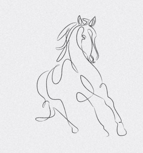 Single Line Horse Drawing, Horse Line Drawing Simple, Minimal Horse Tattoo, Horse Minimalist Tattoo, Horse Line Tattoo, Running Horse Tattoo, Horse Outline Drawing, Fine Line Horse Tattoo, Simple Horse Drawing