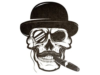 Skull With Cigar by Ivan Lace Skull Tattoo, Pirate Illustration, Art Tshirt Design, Chicano Style Tattoo, Shape Tattoo, Tattoo Templates, Graphic Arts Illustration, Skull Illustration, Vintage Skull