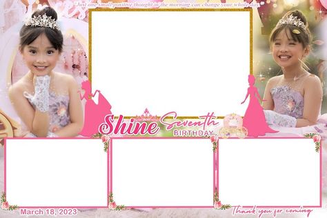 Photo Booth Layout, Princess Photo Booth, Photobooth Layout, Booth Layout, Photobooth Template, Personalized Basketball, Princess Photo, Royal Princess, 7th Birthday