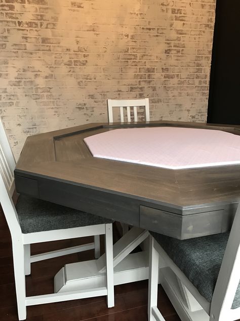 Diy Poker Table, Poker Table Diy, Poker Table Plans, All Seasons Room, All Season Room, Diy Dining Room, Diy Dining, Dining Room Makeover, Card Table