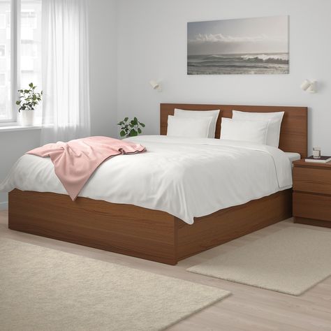 MALM Ottoman bed, brown stained, ash veneer, 160x200 cm - IKEA Ikea Bedroom Sets, Malm Bed Frame, Ikea Malm Bed, Malm Bed, Bed Frame Design, Ikea Bedroom, Ikea Malm, Ottoman Bed, Mattress Springs