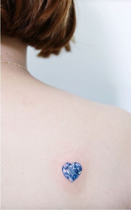 Birthstone Heart Tattoo, September Birthstone Tattoo, Birth Stone Tattoo Ideas, Sapphire Tattoo Ideas, Crystal Heart Tattoo, Sapphire Tattoo, Birthstone Tattoo Ideas, Birthstone Tattoos, Tattoos Trending