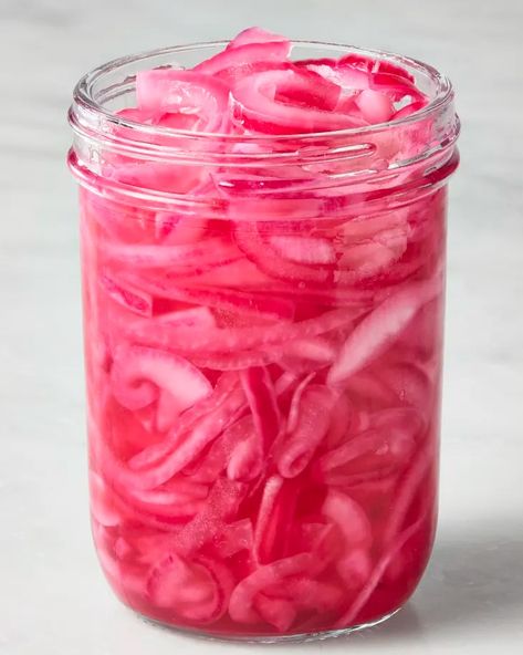 Quick Pickled Red Onions Recipe (3 Ingredients) | The Kitchn Turkey Gravy From Drippings, Red Onion Recipes, Quick Pickled Red Onions, Pickled Onion, Homemade Greek Yogurt, Quick Pickled Onions, Foil Dinners, Quick Pickled, Pickled Vegetables