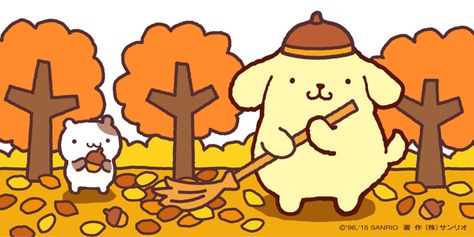 PompomPurin Pom Purin, Apple Festival, Twitter Posts, Hello Kitty Items, Fall Wallpaper, Sanrio Characters, Phone Themes, Wallpaper Pc, Drawing Reference Poses