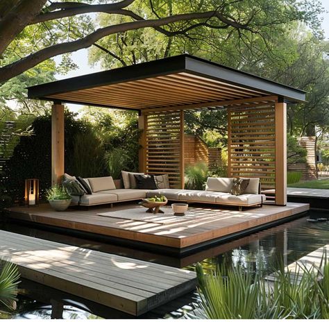 Gardens With Gazebos, Pool Terrace Design, Wooden Patio Ideas, Balcony House Ideas, Pergola Designs Ideas, Exterior Pergola, Outdoor Pergola Ideas, Garden Pergola Ideas, Pergolas Ideas