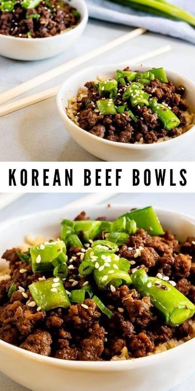 Ground Beef Bowls, Easy Korean Beef, Rice With Veggies, 15 Minute Meals Dinners, Beef Bowl Recipe, Sesame Noodle, Korean Beef Recipes, Korean Ground Beef, Bowl Recipes Easy