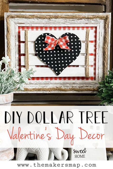 Dollar Tree Valentine's Day decor: a frame, nautical rope, wood heart, & a mini pallet combined in an adorable decoration. Valentine Craft Decorations, Valentine Wood Crafts, Diy Valentine's Day Decorations, Budget Crafts, Diy Xmas Gifts, Diy Valentines Decorations, Valentines Decorations, Diy Valentine, Valentine's Day Decor