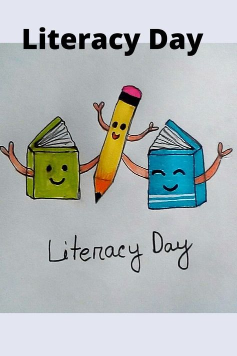 World Literacy Day Poster Drawing | Literacy Day Drawing | Rupar Rong Pencil Literacy Day Drawing, International Literacy Day Poster, Literacy Day Poster, Poster Drawing Ideas, World Literacy Day, Kindergarten Classroom Themes, World Chocolate Day, International Literacy Day, Literacy Day