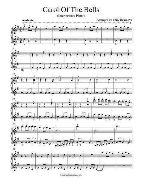 Harp Music Sheet Free Printable, Carol Of The Bells Sheet Music, Carol Of The Bells Piano Easy, Carol Of The Bells Violin, Carol Of The Bells Piano, Christmas Piano Sheet Music, Christmas Piano, Music Teaching Resources, Harps Music