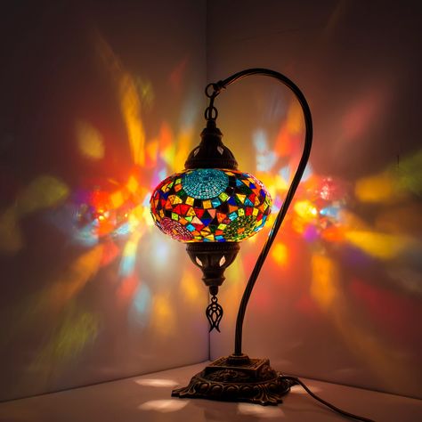 Moroccan Style Home, Colorful Table Lamp, Moroccan Table Lamp, Lighting For Bedroom, Turkish Lamp, Moroccan Table, Turkish Mosaic Lamp, Turkish Mosaic, Turkish Lamps