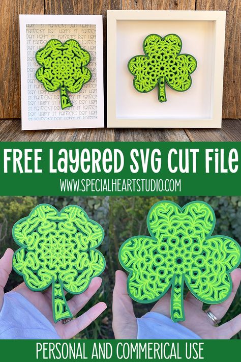 Shamrock Svg Free, St Patricks Day Svg Files Free, Free Layered Svg Files For Cricut, Cricut Shamrock, Circuit Fonts, Adult Activities, Holiday Crafts Decorations, Cricut Patterns, Fun Holiday Crafts