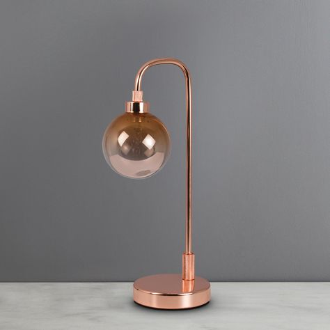 Copper Bedside Lamp, Copper Table Lamp, Lamps Bedside, Copper Lamp, Bedside Desk, Copper Table, Table Lamps Living Room, Copper Lamps, Apartment Aesthetic