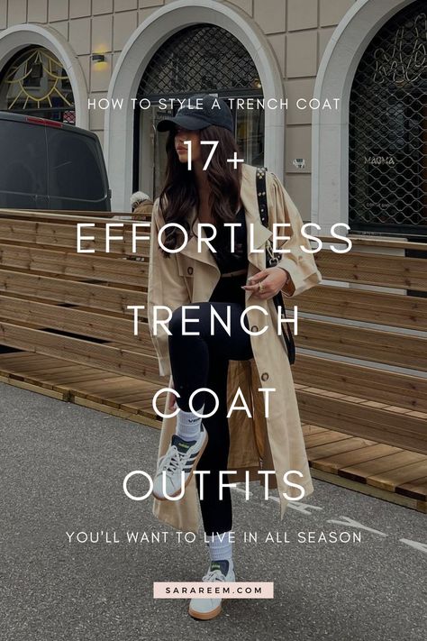 Looking for cozy, chic, and comfy trench coat outfit ideas? Whether it's for fall, winter, spring, or a rainy day, this guide has all the inspo you need to style trendy and casual looks in 2024 and 2025. From oversized to cropped, short to long, beige, tan, navy, or cream, these trench coats are perfect for creating a cute and laid-back aesthetic. Get ready to explore everything from suede and khaki styles to the ultimate cozy trench coat looks that will have you covered all season long! Black Jeans Trench Coat Outfit, Sneakers With Coat Outfit, Long Rain Coat Outfits, Trench Coat Formal Outfit, Long Coat And Sneakers Outfit, Long Trench Coat Outfit Winter, Trench Coat Boots Outfit, Trench Winter Outfit, Women’s Trench Coat Outfits