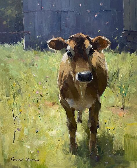 Cow Landscape, Colley Whisson, Farm Animal Paintings, Field Paint, Farm Paintings, Wildlife Paintings, Cow Painting, Art Workshop, Instagram Summer