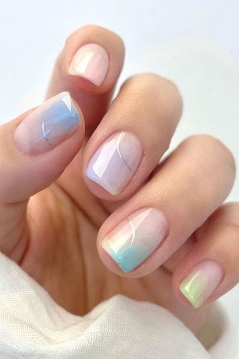 Trendy Pastel Nails, Korean Nail Art, Milky Nails, Modern Nails, Korean Nails, Smink Inspiration, Blush Nails, Spring Nail Art, Pastel Nails