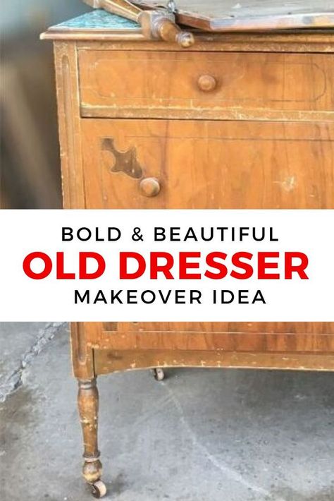 Repurposed Dresser Mirror Ideas Upcycle, Old Dressers Repurposed, Diy Bedroom Dresser, Bedroom Dresser Makeover, Contact Paper Kitchen Cabinets, Dresser Paint, Colorful Dresser, Diy Dresser Makeover, Refinishing Furniture Diy