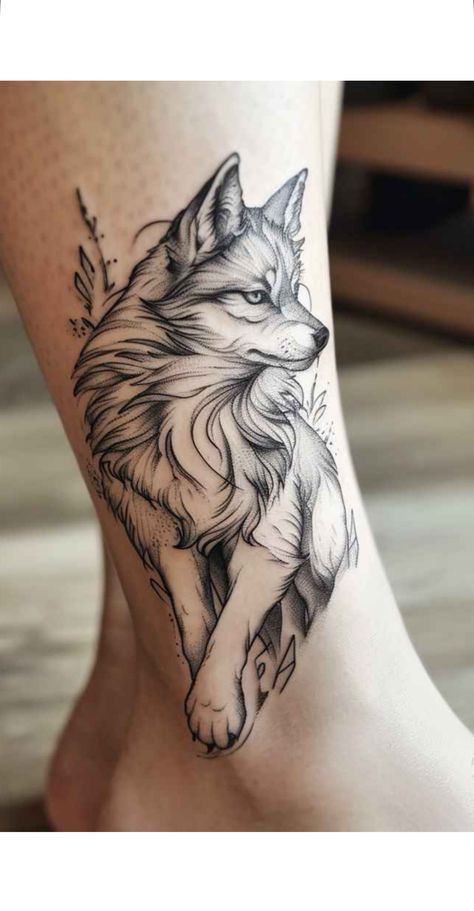 Miniature Tattoos, Wolf Tattoos For Women, Animal Tattoos For Women, Small Wolf Tattoo, Fox Tattoo Design, Cute Cat Tattoo, Wolf Tattoo Design, Cat Tattoo Designs, Cute Little Tattoos