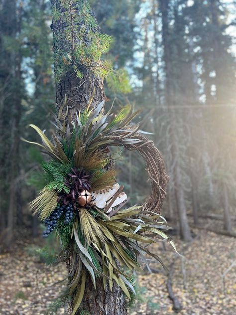 Coming soon! Christmas Wreaths For Front Door Vintage, Fireplace Wreath Decor, Half Moon Christmas Wreath, Traditional Wreath Christmas, Christmas Outdoor Wreaths, Winter Wreaths For Front Door January, Natural Wreaths For Front Door, Apothecary Gifts, Fur Wreath Christmas