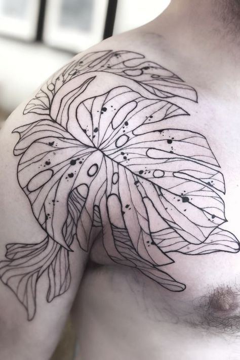 Monstera Deliciosa Tattoo, Monstera Tattoo, Tropical Tattoo, Tattoo Now, Plant Tattoo, Tattoo Clothing, Botanical Tattoo, Modern Tattoos, Arrow Tattoos