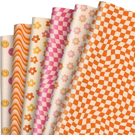 Whaline 12Pcs Retro Groovy Wrapping Paper Boho Daisy Face Checkered Gift Wrap Bulk Art Paper Folded Flat for Baby Shower Birthday Wedding DIY Crafts Gift Packing, 19.7 x 27.6 Inch Diy Crafts Gift, Office Party Decorations, Hippie Party, Girl Birthday Decorations, Wedding Crafts Diy, Boho Party, Retro Groovy, Hanging Banner