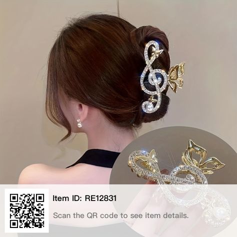 Geometric Hair Clip, Hair Grips, Hair Clamps, Golden Hair, Pearl Hair Clip, Hair Claw Clip, Head Hair, Music Note, Fashion Hair Accessories